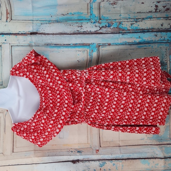 Lane Bryant Red Eyelet Ruffle Off The Shoulder Romper - Picture 7 of 9